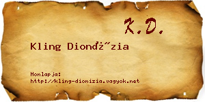 Kling Dionízia névjegykártya